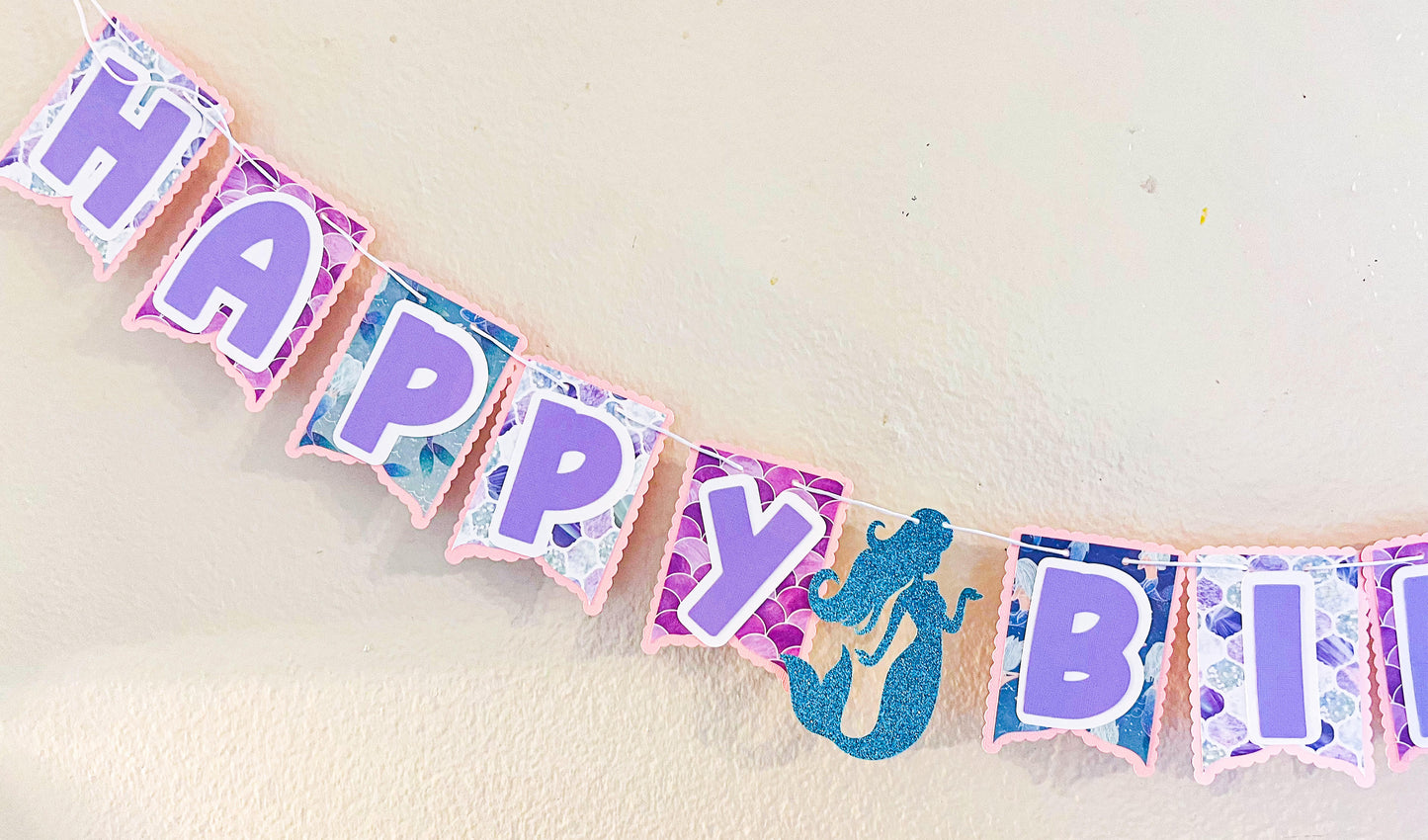 Mermaid Happy Birthday Banner with Name
