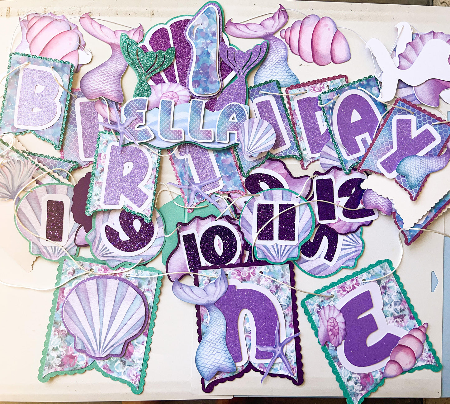 Mermaid Happy Birthday Banner with Name